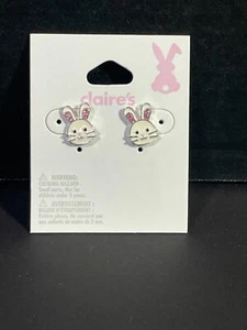 Claire's - White Enamel Easter Bunny Post Earrings - NEW! - Picture 1 of 3