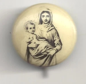 Mutter Maria Jesuskind kleine Vintage Pin Pinback Button mit Backpaper - Bild 1 von 2