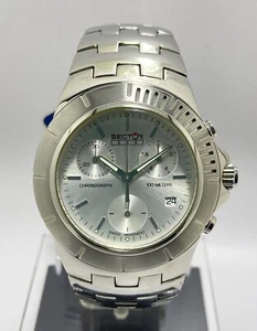 SECTOR,QUARTZ,CHRONO,DATE,SILVER DIAL,SWISS MADE,WR 100M,NEWOLDSTOCK,FREE SHIP. - Picture 1 of 18