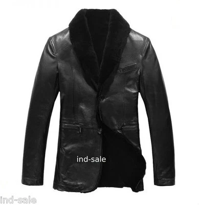 Genuine Leather Jacket Custom Tailor Made All Size Blazer Pea Coat Nappa FUR  - Image 1 of 3