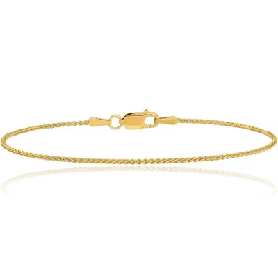 14K Solid Yellow Gold 0.85mm Spiga Wheat Link Chain Bracelet - Image 1 of 4