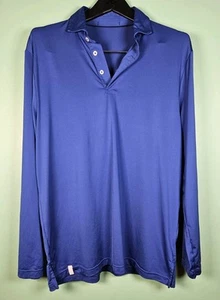 RLX Ralph Lauren Camicia Golf Manica Lunga Uomo M Blu Poli Misto Cotone Elasticizzata - Foto 1 di 3
