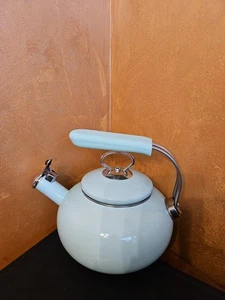 Teapot Enamel Over Steel, Mint Outside, Dark Blue Inside Martha Stewart - Picture 1 of 12