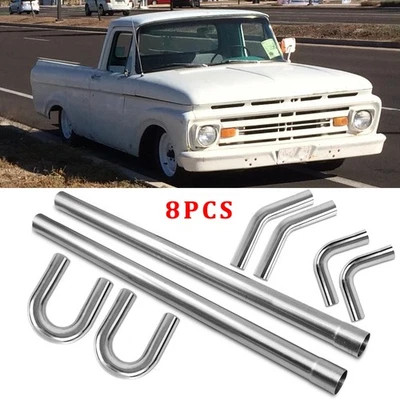 For Ford F-100 8Pcs 2.5" Stainless Steel T304 Custom Mandrel Exhaust Pipe Kit - Image 1 of 4