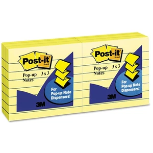 Post-it Original Canary Yellow Pop-Up Refill Lined 3 x 3 100-Sheet 6/Pack R335YW - Picture 1 of 9