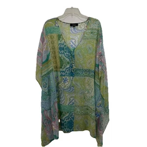 Aakaa Anthropologie grün Blumen Mini Sommerkleid Strand Coverup Größe Small - Bild 1 von 7