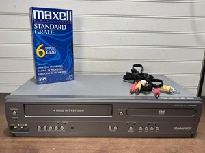 Magnavox DV225MG9 DVD VCR Combo Reproductor VHS 4 Cabezales Hi-Fi Cables Cinta PROBADO - Imagen 1 de 13