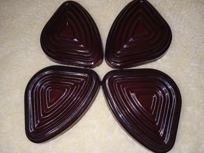 Vintage Royal Ruby Triangle Tray Set Of 4 Anchor Hocking Ruby Red Small Trays - Image 1 of 4