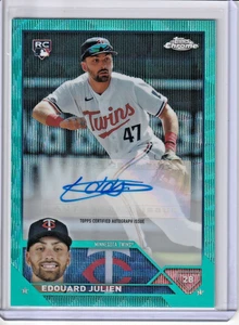2023 Topps Chrome Edouard Julien RC Aqua Auto /199 Twins Rookie - Picture 1 of 2