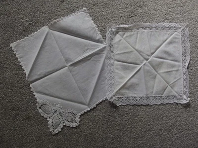 2 antique handmade lace handkerchief - Image 1 of 2