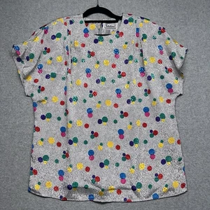 Blusa Pullover Para Mujer Multicolor Manga Corta Talla 14 Lunares Años 80 - Imagen 1 de 15