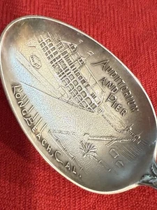 Long Beach Cal Auditorium & Pier - Joseph Mayer & Bros Souvenir Spoon (S-536) - Picture 1 of 12