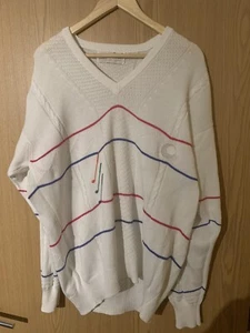 Vintage Pringle of Scotland sports mens white  embroidered knitted Sweatshirt  L - Picture 1 of 12