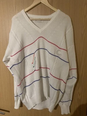 Vintage Pringle of Scotland sports mens white  embroidered knitted Sweatshirt  L - Image 1 of 4
