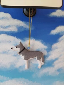 Espejo retrovisor colgante gris claro Husky coche adorno colgante coche encanto regalo - Imagen 1 de 2