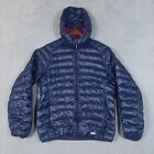 Uniqlo SPRZ NY Puffer Jacket Men's Medium Blue Goose Down Hooded Keith Haring