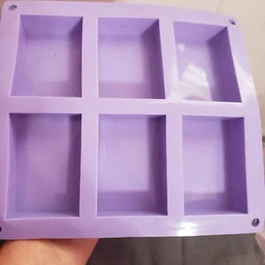 Six Cavity Lavender Colored Silicone Soap Mold - Picture 1 of 7