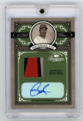 2005 Timeless Treasures Material Ink Garret Anderson Game Used Patch Auto 10/10 - Image 1 of 2