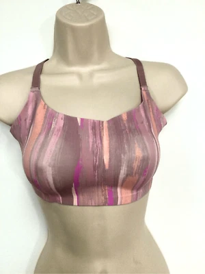 Sujetador Bralette Auden Mujer Púrpura Rosa Rayas Inalámbrico Espalda en T Sin Forro Talla Grande Foto 1 de 4