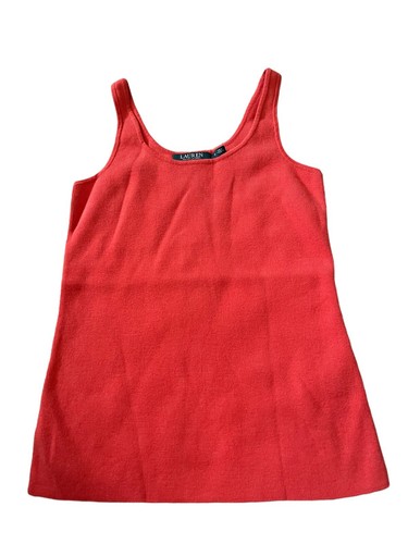 Lauren Ralph Lauren Womens Orange Knit Scoop Neck Tank Top Size Small