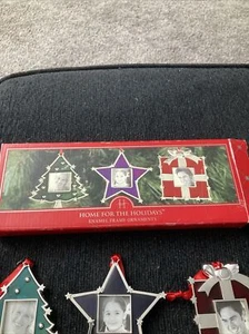Vintage Jahr 2000 3 Stück Emaille Bilderrahmen Ornament Set im Originalkarton. - Bild 1 von 14