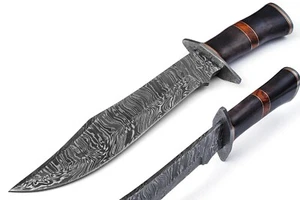 Custom Handmade Damascus Steel Hunting Bowie Knife Dyed Bone Handle with Sheath. - Bild 1 von 5