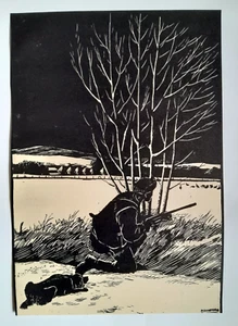 WILDFOWLER GUN DOG PRINT Pitchford C1940s Shooting Wildfowl - Picture 1 of 2