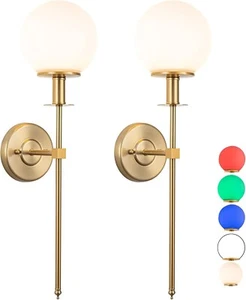 Tumgog Battery Operated Wall Sconces Set of 2,Not Hard Wired Brass - Picture 1 of 10