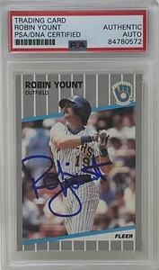 Robin Yount 1989 Fleer Milwaukee Brewers MLB Baseball Trading Card #200 PSA/DNA - Picture 1 of 2