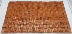 Frontgate Tiled Mosaic Bamboo 25"x 15.5" Roll Up Non Slip Bath/Kitchen Mat - Picture 1 of 2