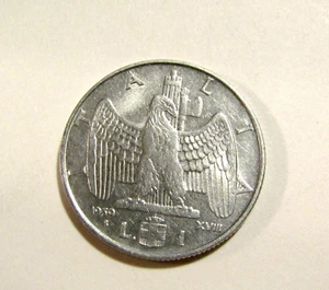 Italien 1939-R 1 Lira XVIII Non Magnetic Coin - Bild 1 von 5