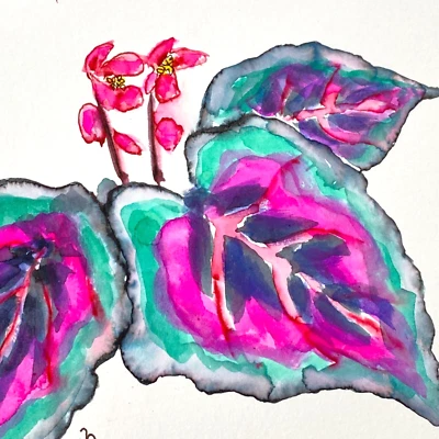 Pintura arte pared acuarela original Hey Rex marco mate de 8x10 pulgadas lista Foto 1 de 4