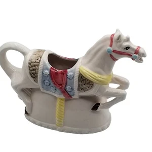 Heritage Mint Carousel Horse Planter Teapot White Ceramic 10x7 - Picture 1 of 11