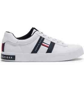 Tommy Hilfiger Men Low Top Lace Up Sneakers Ritmo White Navy Blue PICK YOUR SIZE