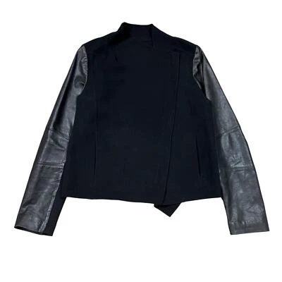 Vince. Boucle Wool Leather Asymmetrical Moto Jacket Women's Large - Image 1 of 4