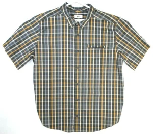 REI Short Sleeve Button Up Brevard Plaid Shirt Zip Pocket Size XL UPF 50 - Picture 1 of 4