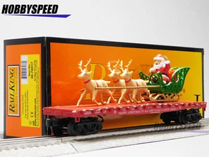 MTH RAILKING CHRISTMAS SANTA SLEIGH & REINDEER (RED) O GAUGE flat 30-76917 NEW - Picture 1 of 12