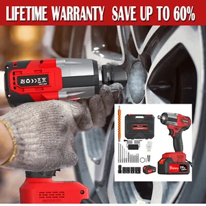 HIGH TORQUE 2000NM 1/2" IMPACT WRENCH BRUSHLESS CORDLESS BATTERY IMPACT GUN KIT - Picture 1 of 17