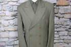 SAN REMO Vintage Men's Double Breasted Blazer Six Button Taupe Stripe Ventless