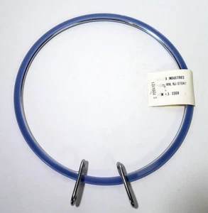 Vintage Spring Squeeze Pinch Tension Plastic & Metal Embroidery Hoop Blue 7" - Picture 1 of 2