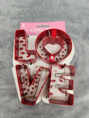 Cortadores de galletas de metal Wilton LOVE 4 piezas San Valentín boda fiesta Foto 1 de 3