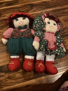 Well Made Toy Co. Holly The Christmas Kid Set Rag Doll 22" Soft Stuffed Vintage - Picture 1 of 8