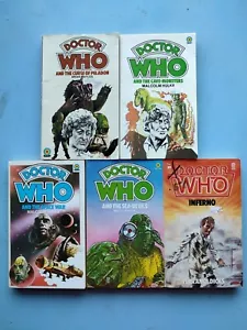 The Third Doctor Who Paperback Target Book Lot 5 Adventures Space War Inferno - Picture 1 of 6