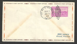 HIGHWAY POST OFFICE COVER OK CY & MANGUM JAN 2-1951 TRIP 1 SCHACHT CACHET