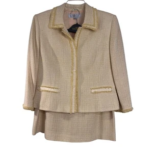 Tahari Arthur S. Levine Damen gelb strukturiert Rock Anzug Größe 12 komplett gefüttert - Bild 1 von 24