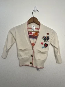 Disney Pixar Girl Cotton Coco Skull Embroidered Sweater Cardigan Sz 3T - Picture 1 of 8