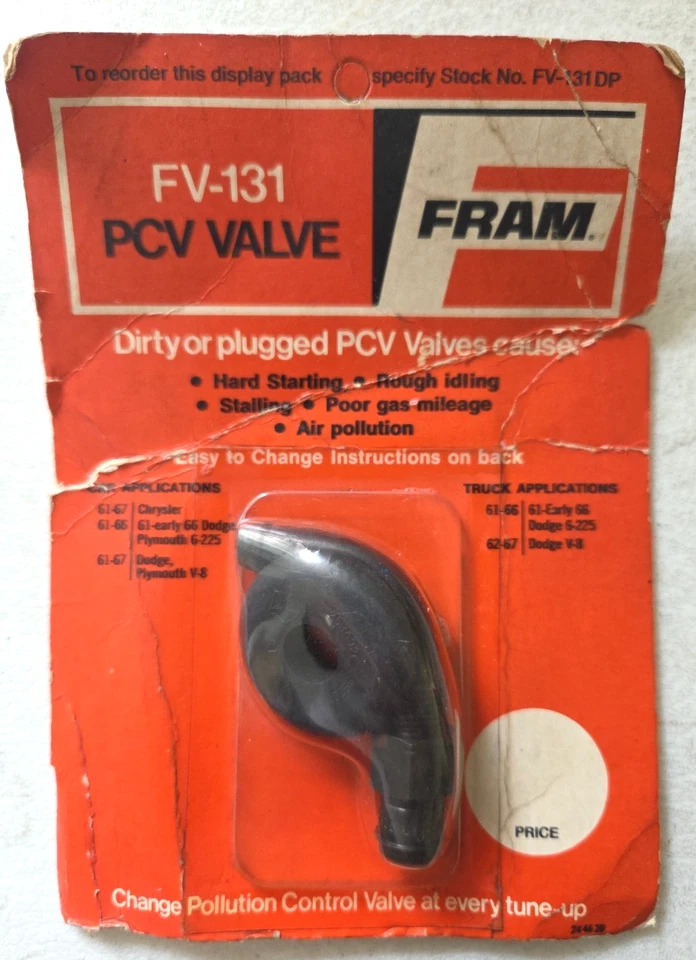 MARCO ORIGINAL FV-131 Chrysler Plymouth Mopar 1961-1967 V8 válvula PCV CON OJAL-NUEVO Foto 1 de 4