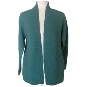 Eileen Fisher Italian Yarn Wool Mohair Cardigan Open Front Sweater Teal Medium - Picture 1 of 8