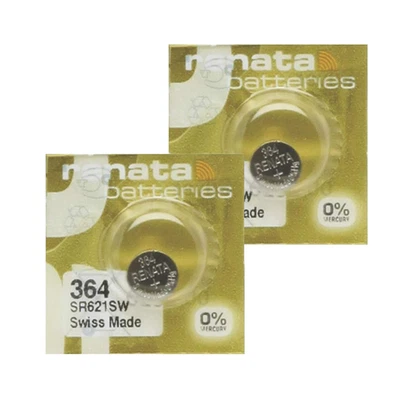 2 Renata 364 SR621SW SR60 MP-E mini silver batteries 1.55V Swiss Made Exp 2027 - Image 1 of 4
