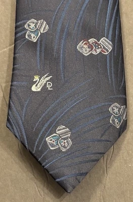 Corbata vintage Don Loper of Beverly Hills logotipo distintivo e iniciales "DL azul marino Foto 1 de 4